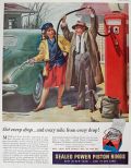 1945 Sealed Power Piston Rings Ad ~ Couple at Vintage Gas Pump