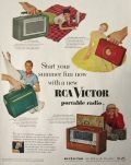 1954 RCA Portable Radio Ad ~ Globe Trotter, Yachtsman, Strato-World, Personal