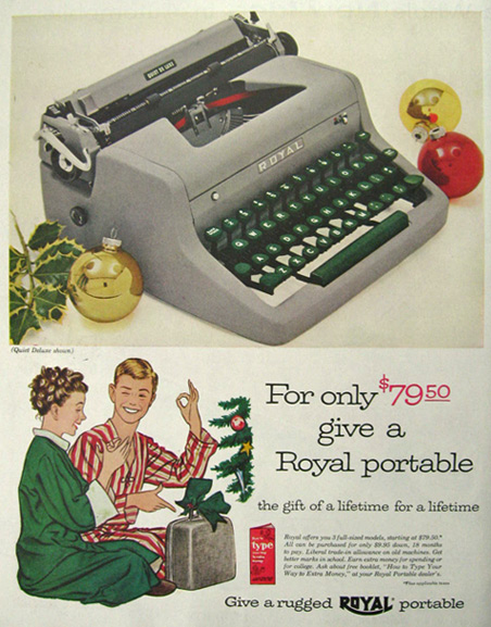 1954 Royal Quiet Deluxe Portable Typewriter Ad