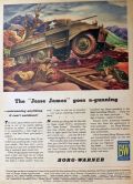 1944 WWII Borg-Warner Ad ~ "Jesse James" M-8 Tank