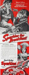 1942 WWII Sparkies Cereal Ad ~ Female Aircraft Worker