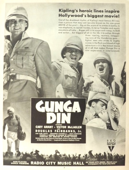 1939 Gunga Din Movie Ad ~ Cary Grant