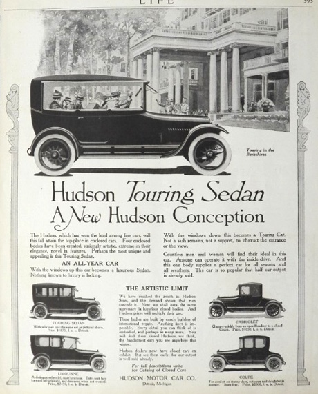 1915 Hudson Touring Sedan Car Ad ~ A New Conception