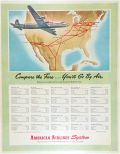 1946 American Airlines Ad ~ with Fare Rates