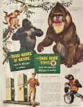 1950 Ethyl Gasoline Ad ~ Monkeys