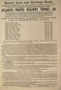 1890 Atlantic Pacific Railway Tunnel Ad ~ Shares for Sale