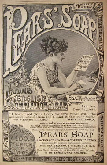 1885 Pears Soap Ad Actress Mary Anderson