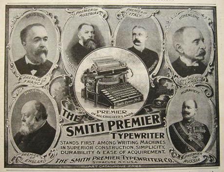 1898 Smith Premier Typewriter Ad ~ Premiers of Countries