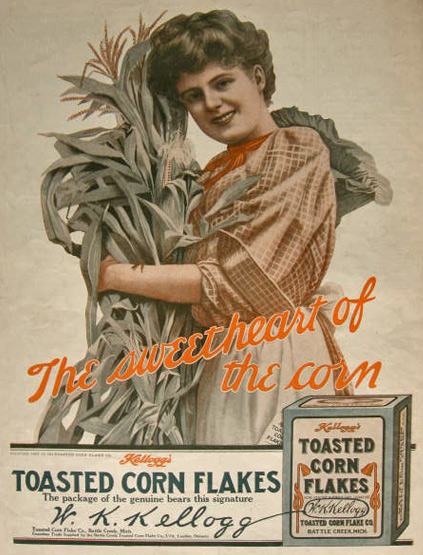 1907 Kellogg's Corn Flakes Ad ~ Sweetheart of the Corn