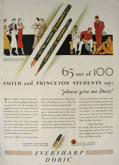 1932 Eversharp Doric Kashmir Fountain Pen & Pencil Set Ad