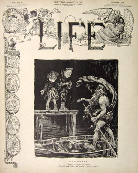 1907 Life (Humor) Magazine Cover ~ Charon, Ferryman of Hades