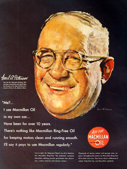 1948 MacMillan Oil Ad ~ Earl Blossom