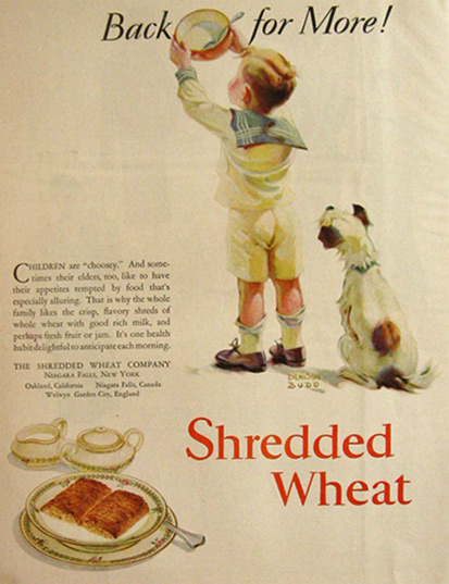 1927 Shredded Wheat Ad ~ Boy & Dog