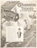 1918 Champion Spark Plugs Ad ~ Bomber Planes