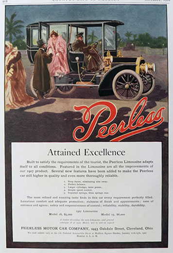 1907 Peerless Motor Car Limousine Ad ~ Attained Excellence
