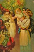 Old World Santa Gives Gifts Postcard