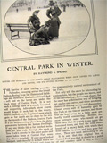 1900 Central Park in Winter ~ Old Magazine Article w/ Photos