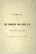 1875 Rev. Cornelius Van Cleef Memorial Booklet ~ Poughkeepsie, NY, Dutchess County