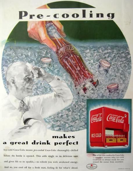 1934 Coca Cola Ad ~ Pre-Cooling, Vintage Cooler