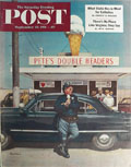1951 Saturday Evening Post Cover ~ Cop Eats Ice Cream