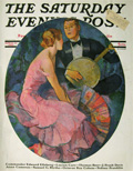 1931 Saturday Evening Post Cover ~ Banjo Player Serenades Woman