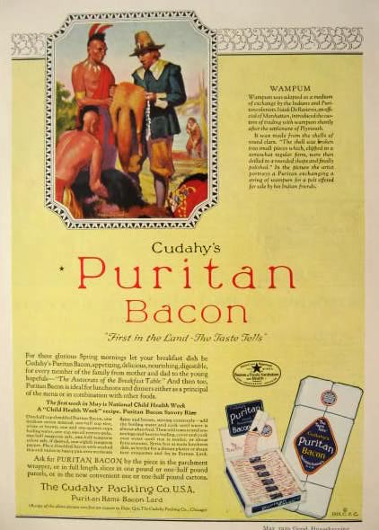 1929 Cudahy's Puritan Bacon Ad ~ Wampum