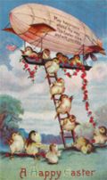 A Happy Easter Chicks Climb From Blimp Postcard