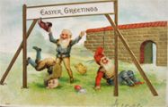 Gnomes at Play Easter Greetings Postcard