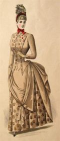 1887 Antique Hand Colored Fashion Print ~ Calling Dress