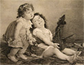 Children Play with Jack-in-the-Box Antique Print ~ Lobrichon