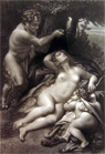 Jupiter, Cupid & Antiope ~ Correggio Antique Art Print