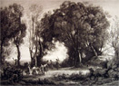 Dance of Nymphs & Satyrs ~ Corot Antique Print