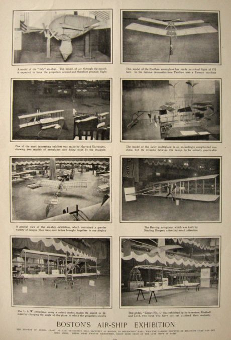 1910 Antique Airship Exhibition Print ~ Mechanic's Hall, Boston