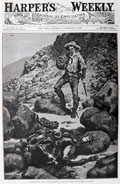 1886 Frederic Remington Cowboy & Wounded Horse ~ Harper's Weekly Cover Print