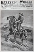 1886 Frederic Remington Cowboy on Horse ~ Harper's Weekly Cover Print
