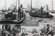 1886 Catching Oysters on Long Island ~ Antique Print