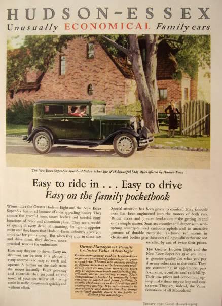 1931 Hudson Essex Photo Ad ~ Super Six Standard Sedan
