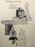 1939 Bourjois Perfume Ad ~ Evening in Paris, Kobako