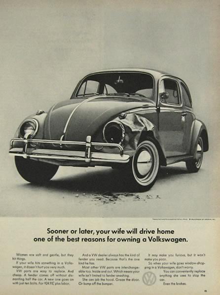 1964 Volkswagen VW Beetle Ad ~ Women Hit Things