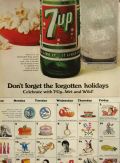 1967 Retro 7-Up Ad ~ Holiday Calendar