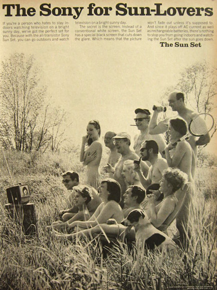 1967 Sony Transistor Sun Set TV Ad ~ Nudists