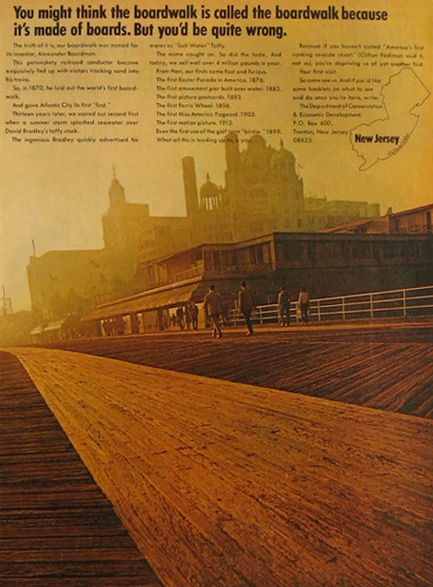 1968 New Jersey Tourism Photo Ad ~ Why Is It Called the Boardwalk?