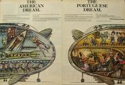 1968 Portugese Airways Ad ~ Edward Sorel American Dream