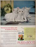 1959 Puss 'n Boots Cat Food Ad  ~ Walter Chandoha White Cats