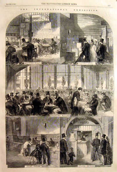 Scenes from the Great London Exposition 1862 Antique Print