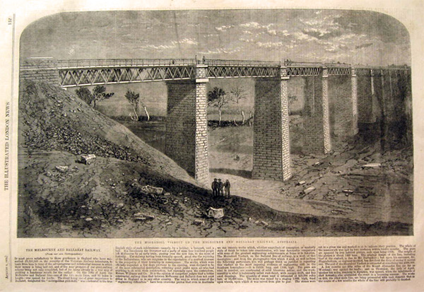 Finishing the Melbourne & Ballarat Railway 1862 Antique Print