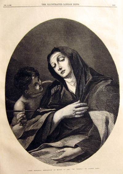 St. Theresa & Angel with Arrow, Alonzo Cano Antique Print