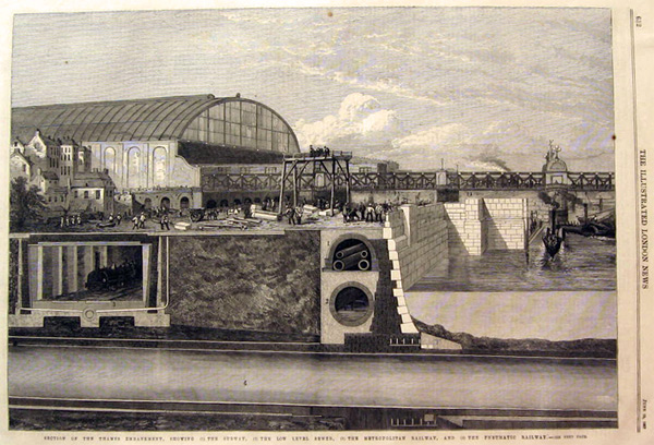 Thames Embankment Construction 1867 Antique Print
