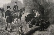 1890 Boy on Horse ~ First Jump ~ Antique Print Engraving