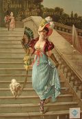Udolpho Wolfe's Schnapps Vintage Litho & Recipes ~ Woman & Maltese Dog